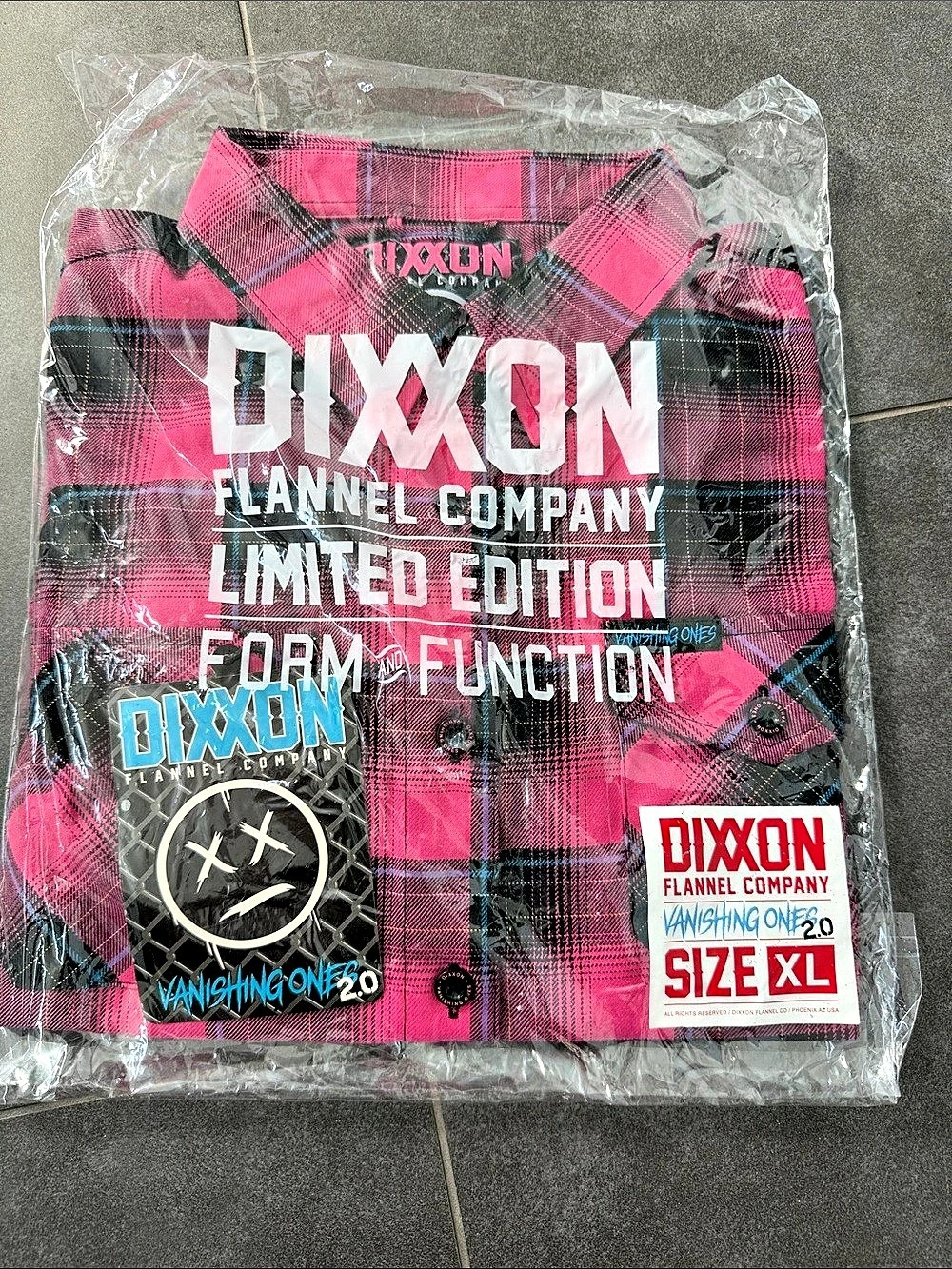 Dixxon Vanishing One 2.0 Plaid Button Down Pink & Black WXL NWT